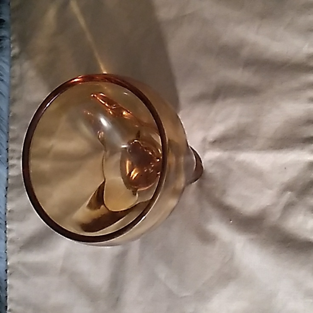 AMBER GLASS THREE FOOTED ANTIQUE VASE
